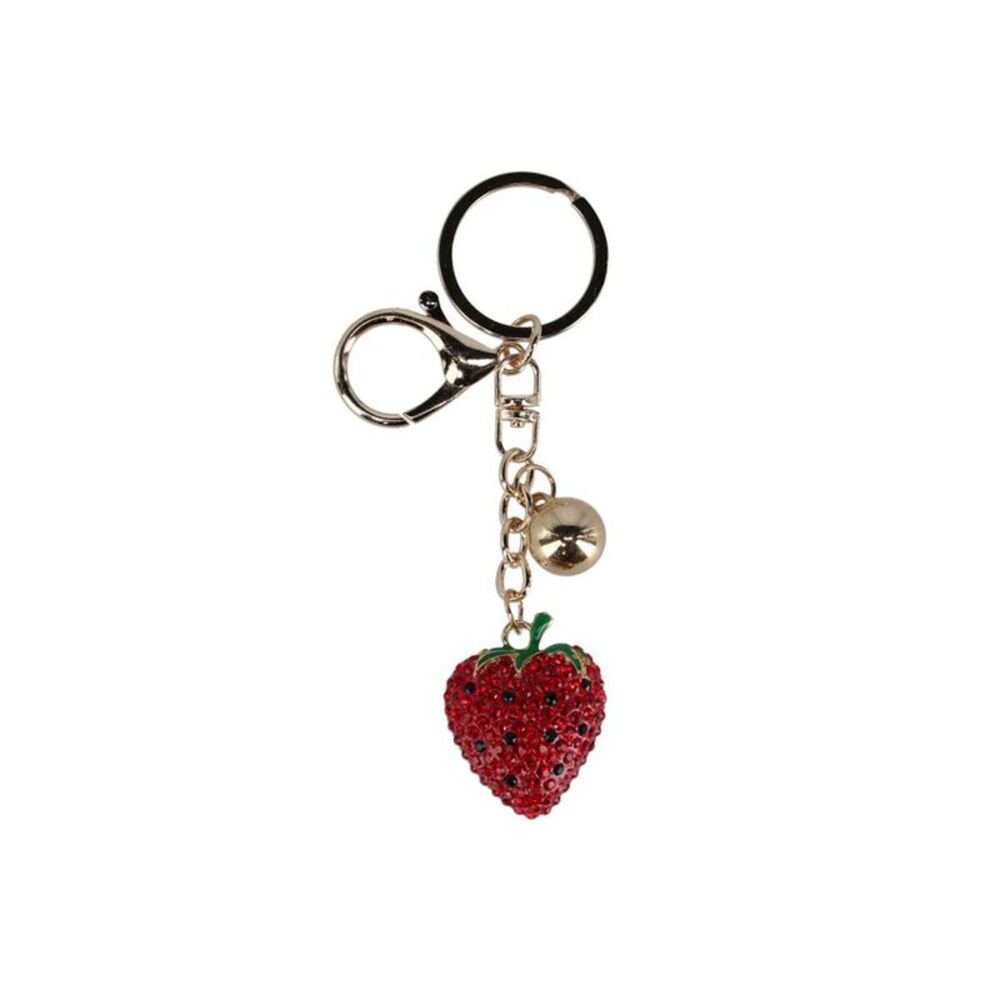 CTM Women's Rhinestoned Shimmer Strawberry Bag Charm